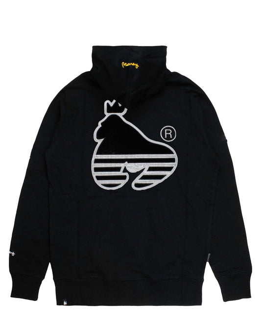 Velour Applique Hood Black