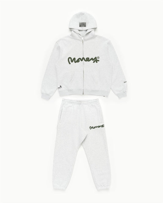 Sig Ape Heavy Weight Zip Hood Tracksuit Grey Melange