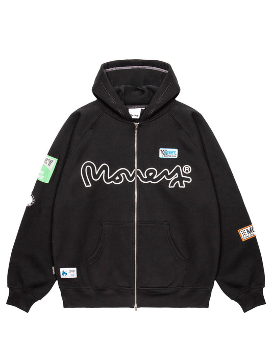 Money Patch Zip Hood Black