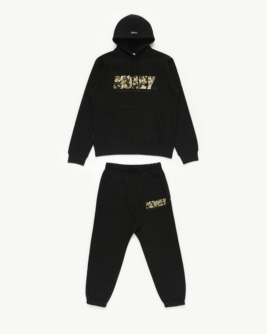 Block Chenille Hood Tracksuit Black