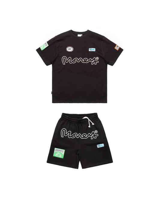 Money Patch Tee Short Set Black