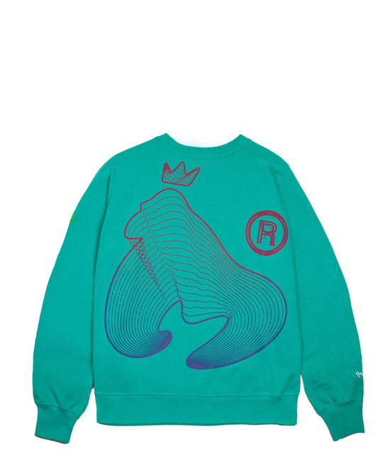 Flow Wave Fade Crew Sweat Teal