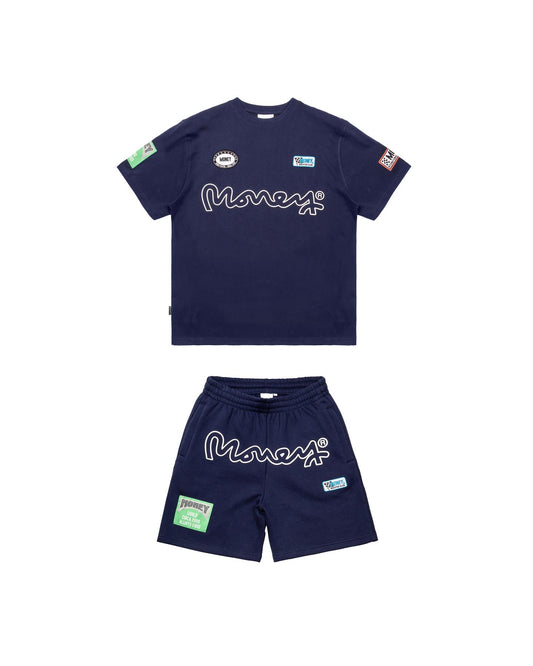 Money Patch Tee Short Set Navy