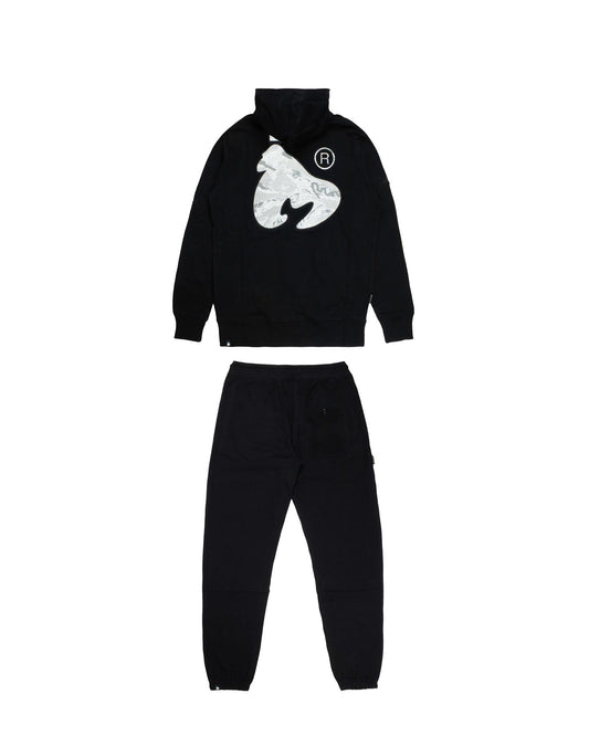 Money Camo Fill Hood Tracksuit Black