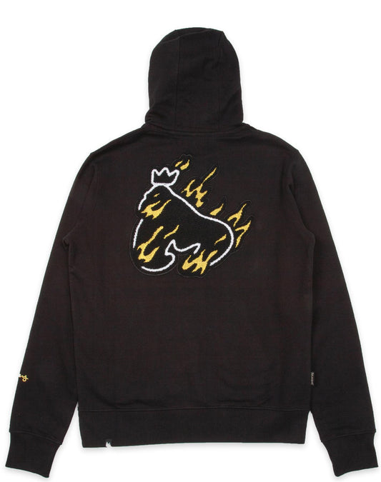 Gold Flames Hood Black