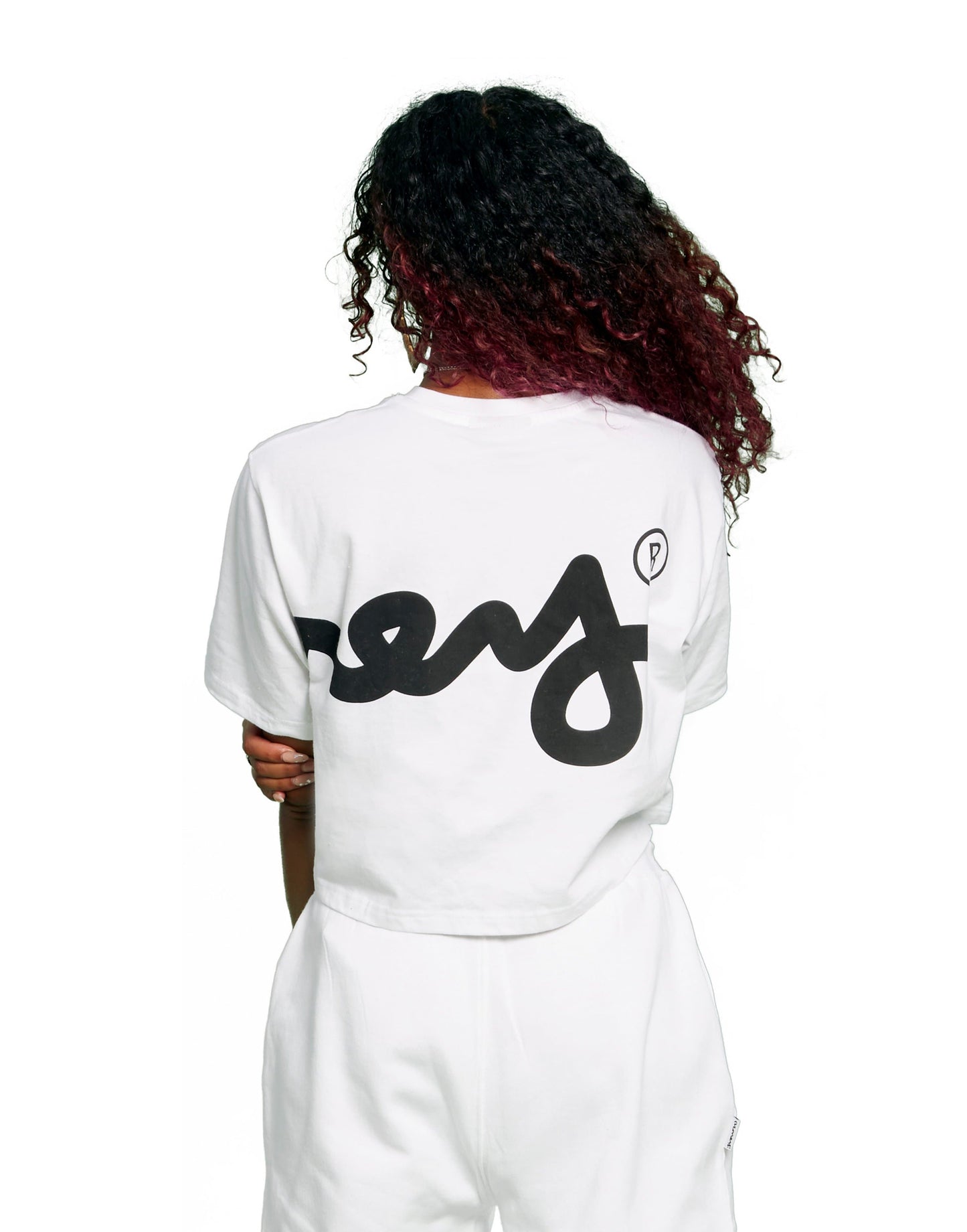 Womens money big sig cropped tee white