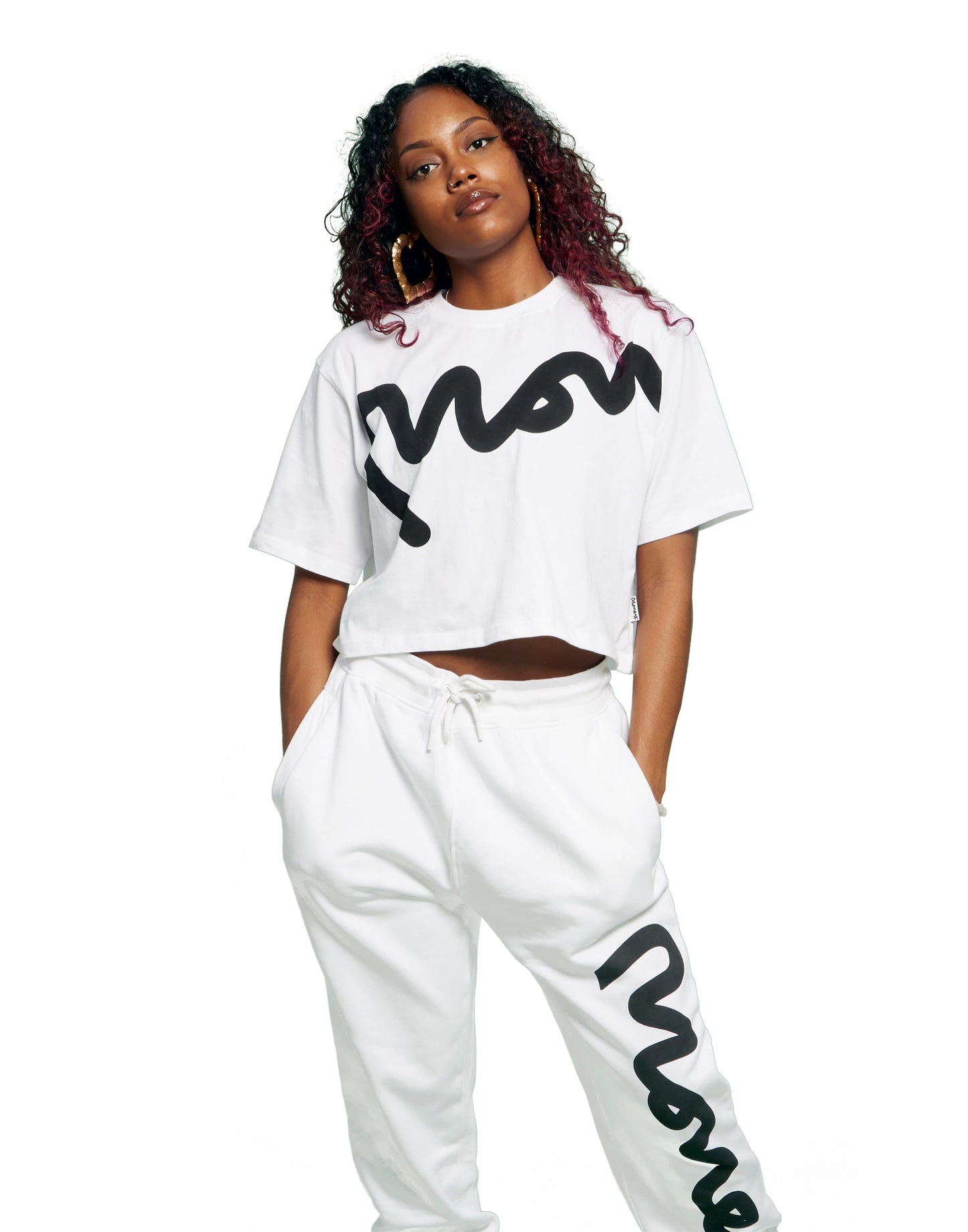 Womens money big sig cropped tee white