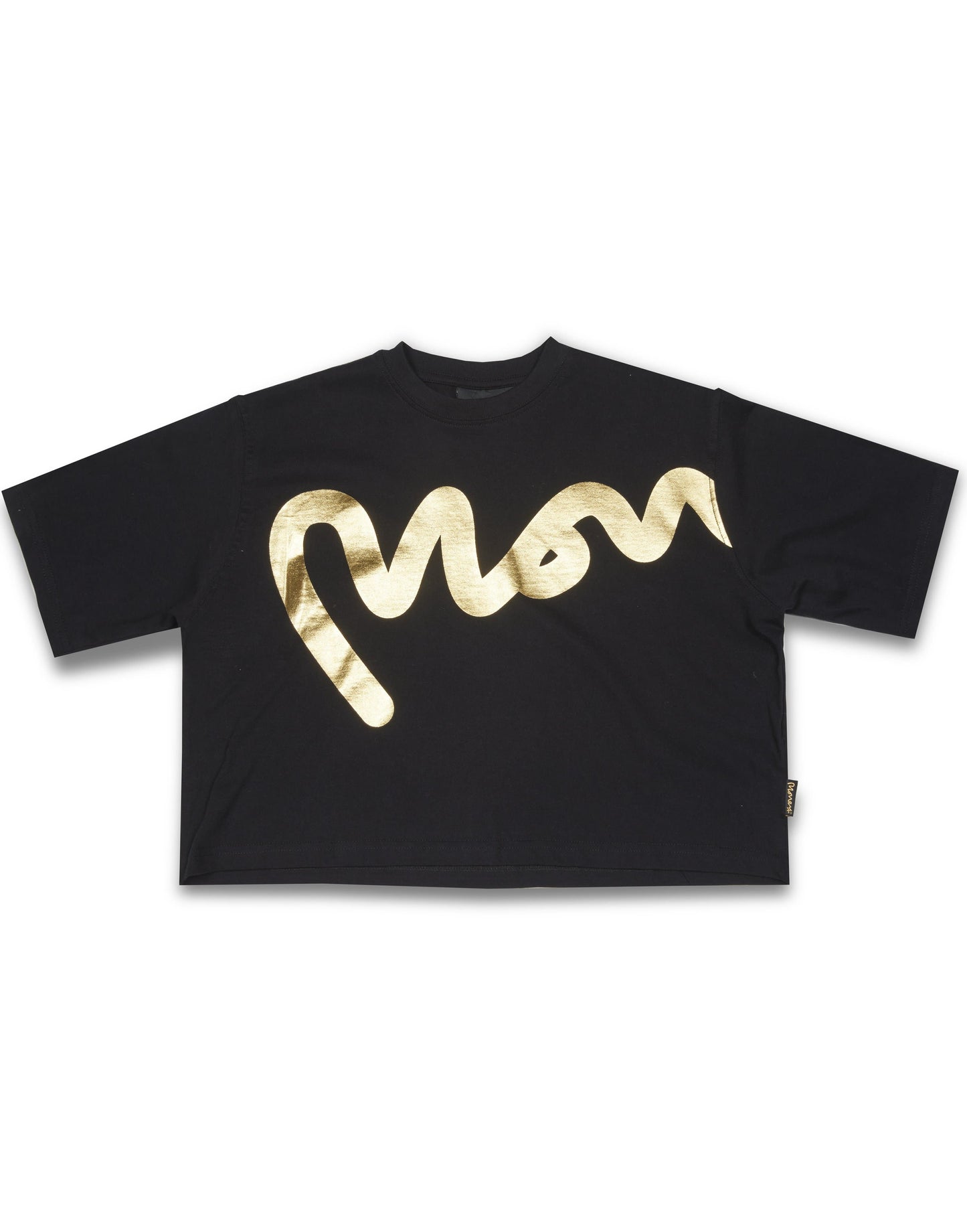 Womens gold big sig cropped tee black