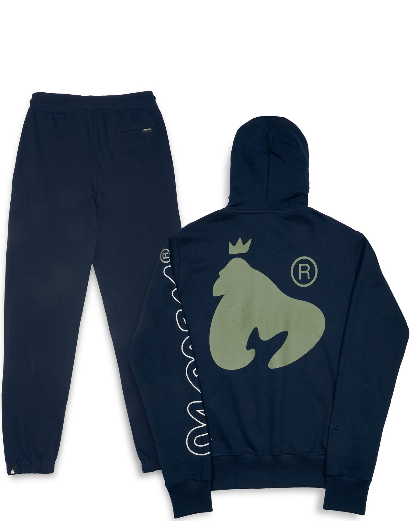 Money sig line fleece hood tracksuit navy