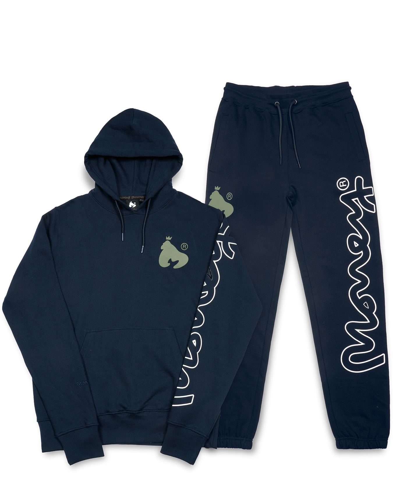 Money sig line fleece hood tracksuit navy