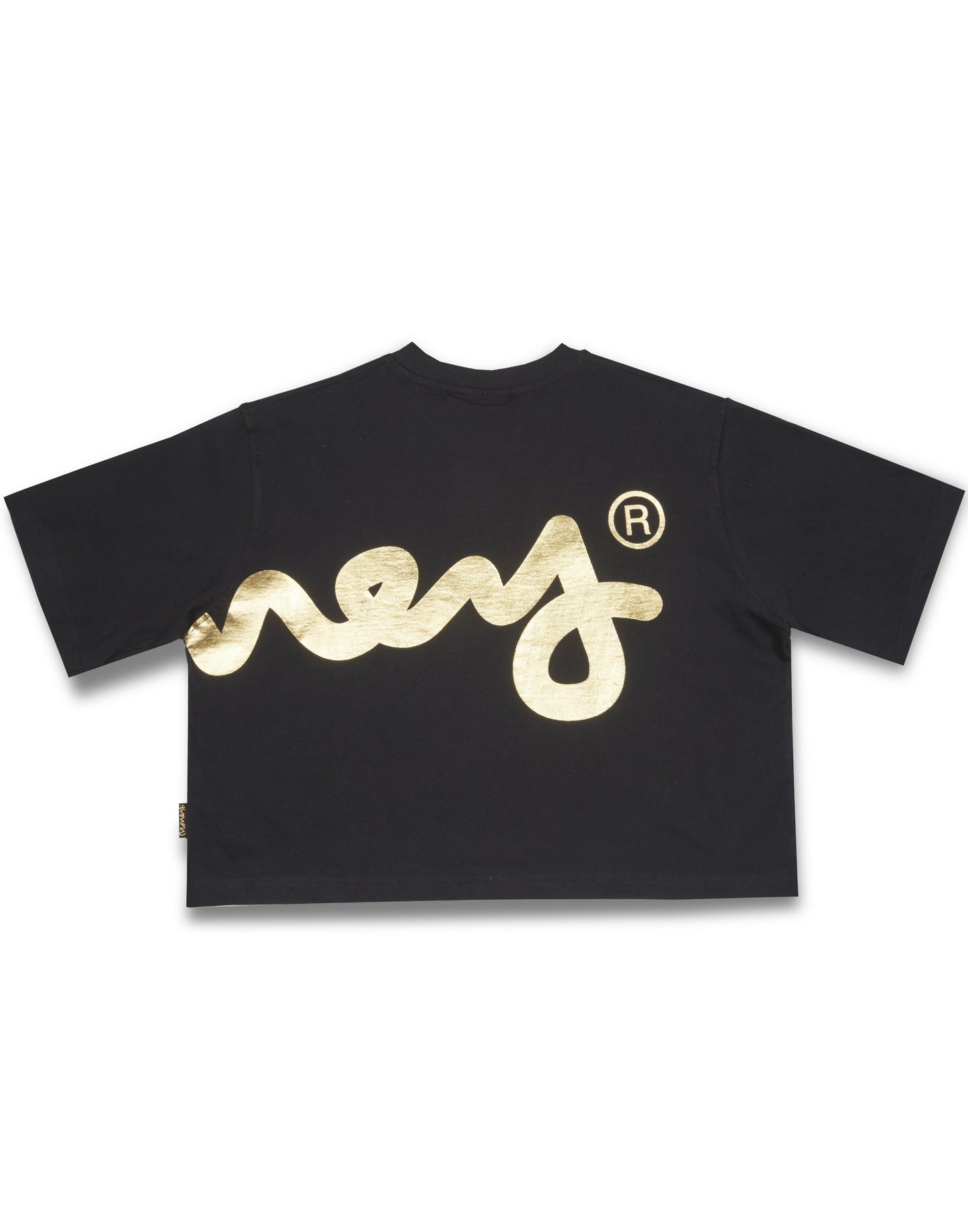 Womens gold big sig cropped tee black