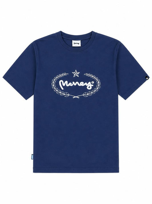 Money Laurel Sig Box Fit Tee Navy