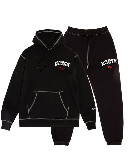 College Drop Sig Hood Tracksuit Black