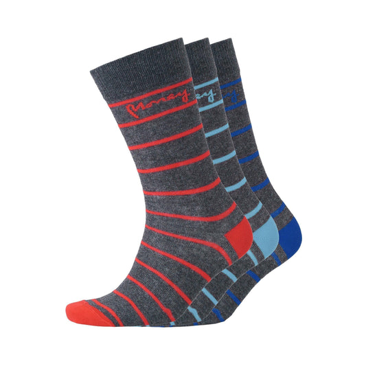 Sig Striped Socks 3pk - Charcoal Marl Mix