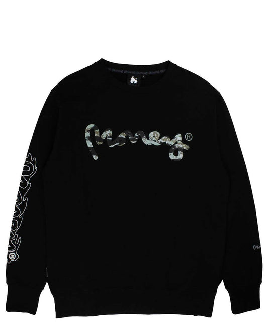 Woodland Camo Fill Crew Sweat Black