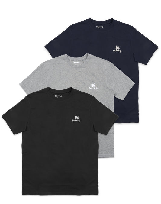 Money Lounger Mix Tee 3pk Grey/Blue/Black