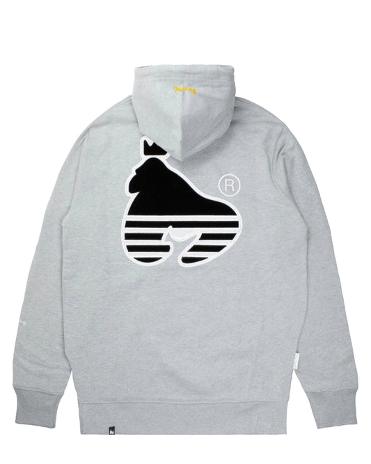 Velour Applique Hood Grey Melange