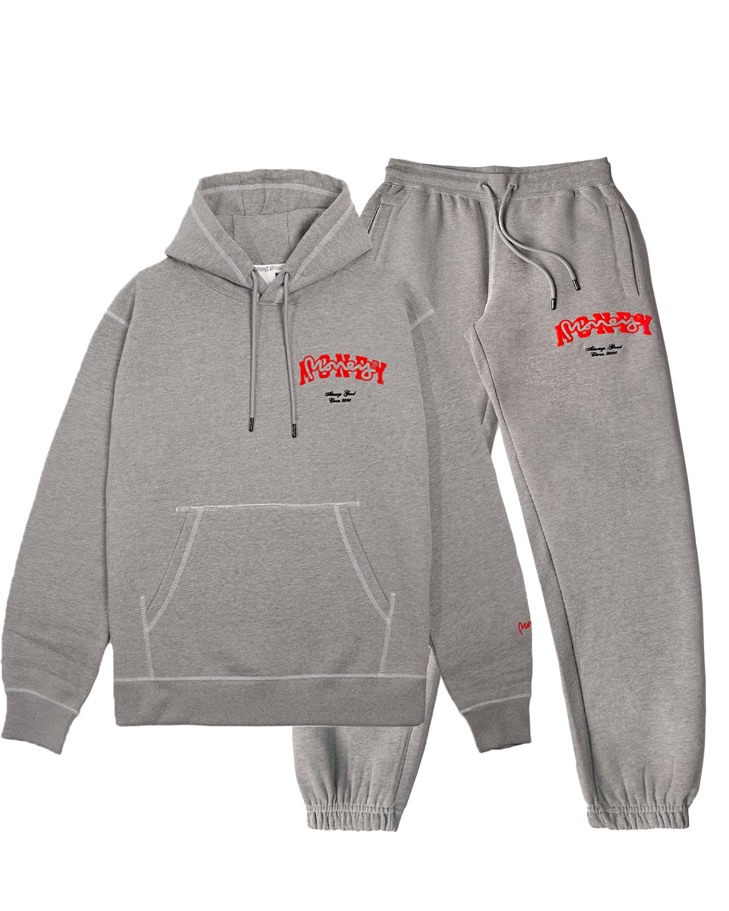 COLLEGE DROP SIG HOOD TRACKSUIT - GREY MELANGE