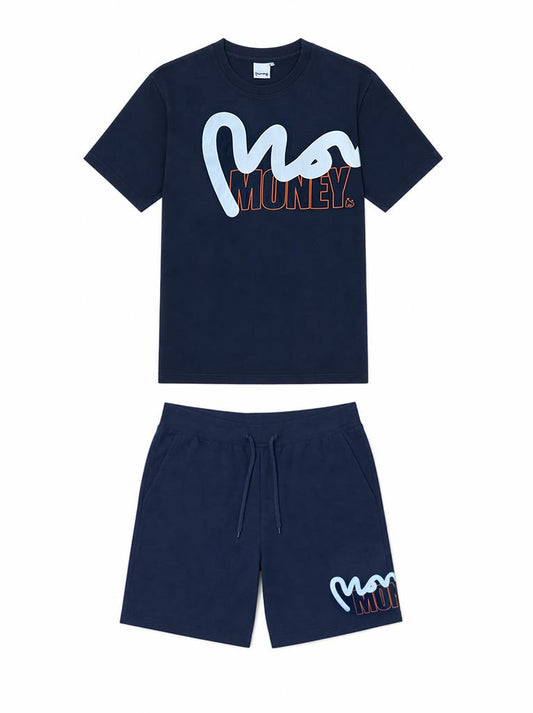 Money Stencil Short Set Navy