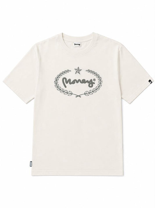 Money Laurel Sig Box Fit Tee White