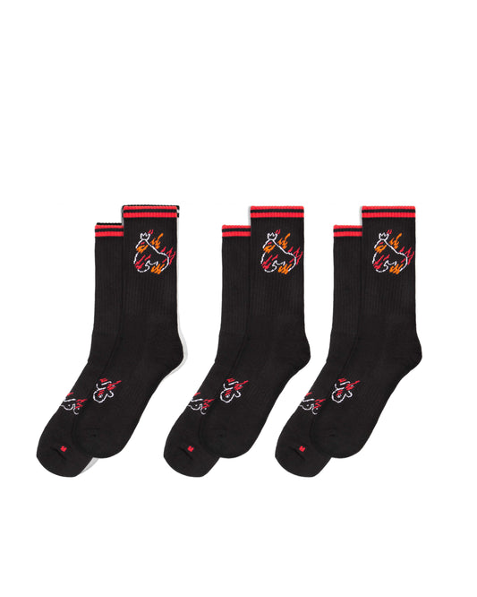 Flaming Ape Sport Socks 3pk Black