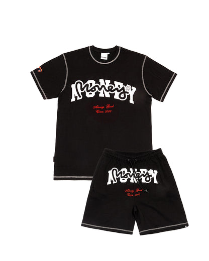 COLLEGE DROP SIG TEE & SHORT TWIN SET - BLACK