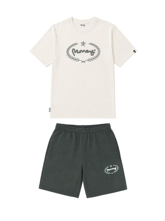 Money Laurel Sig Twin Set Khaki/White