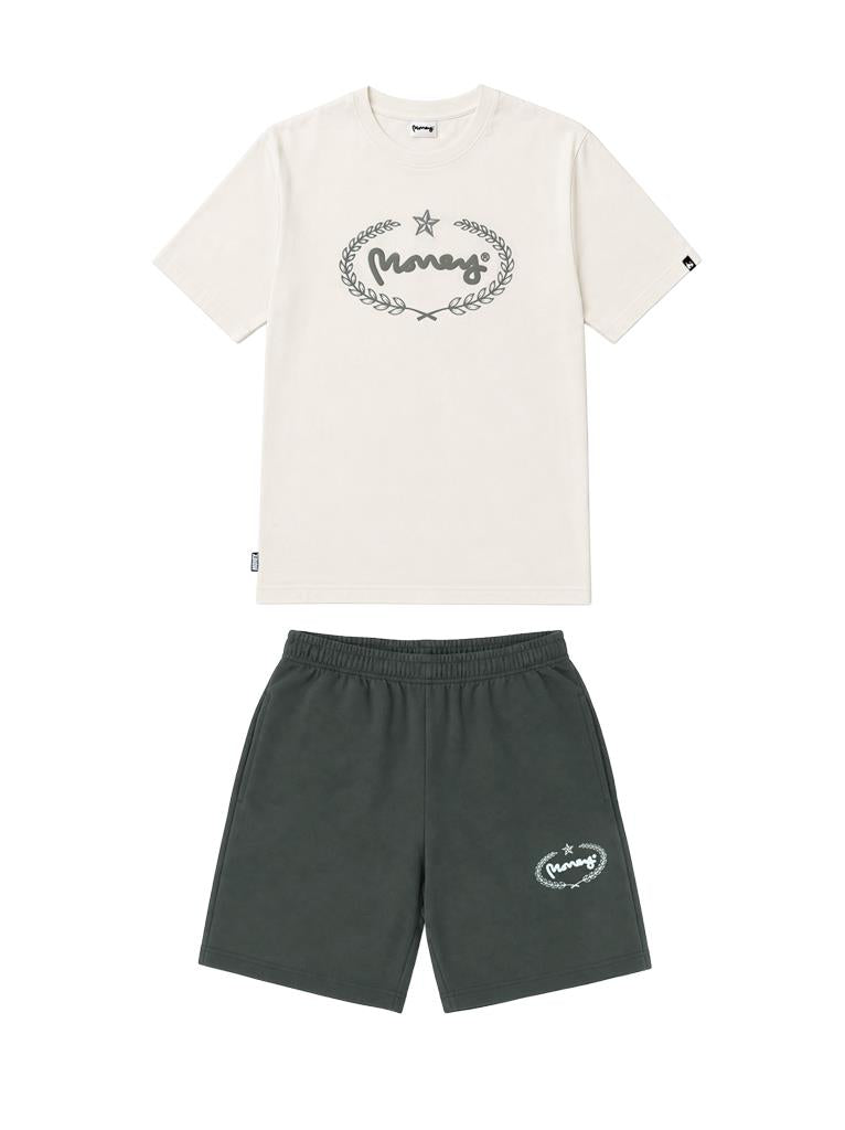 Money Laurel Sig Twin Set Khaki White